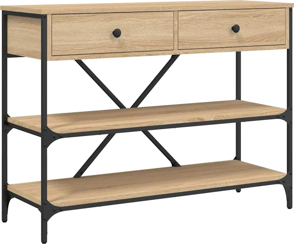 vidaXL Masă consolă cu sertare și rafturi stejar sonoma lemn prelucrat