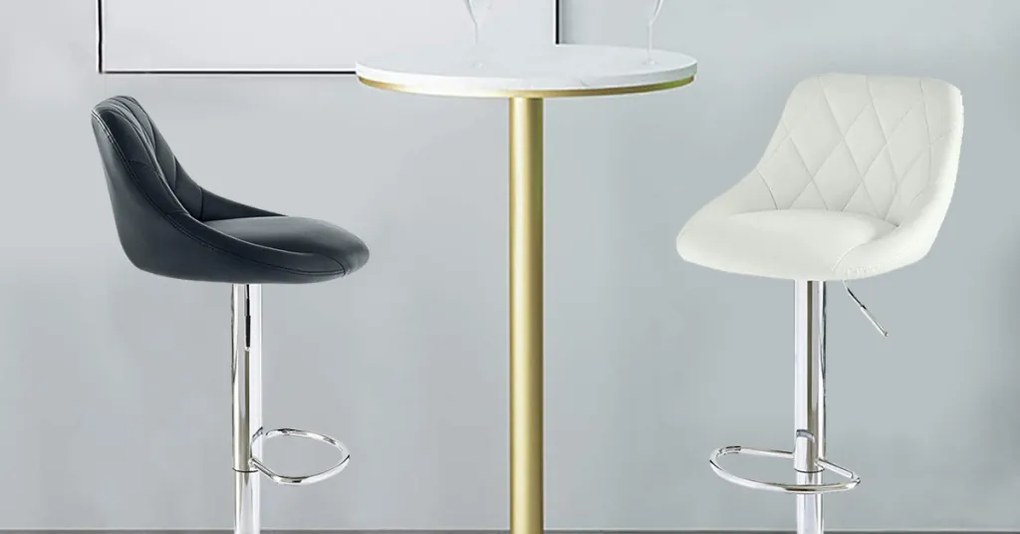 2 buc scaune de bar cu spatar-alb