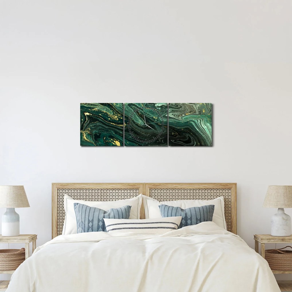 Tablou - Marmură verde (cu ceas) (90x30 cm)