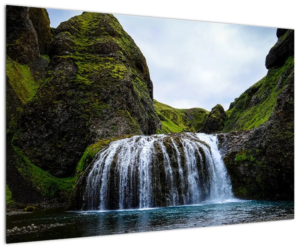 Tablou - Stânci cu cascadă (90x60 cm)