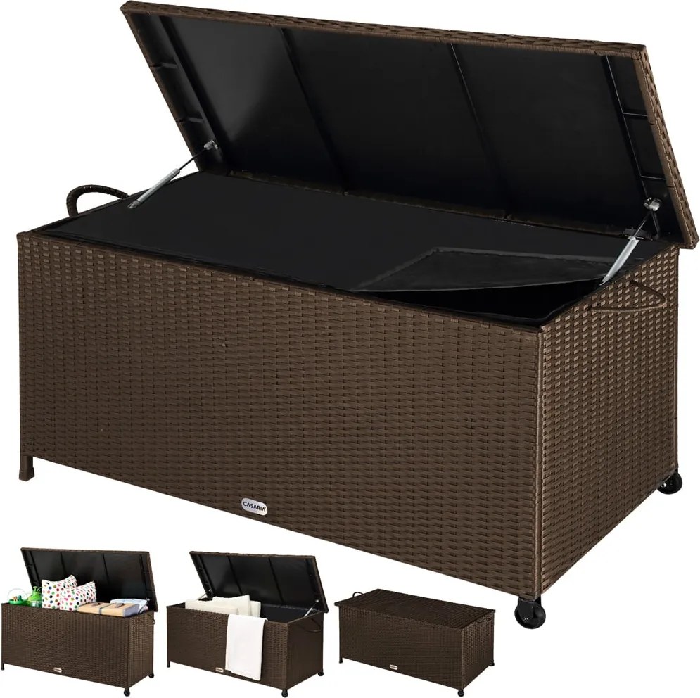 Ladă de depozitare din poliratan RICCO, 117 x 53 x 60cm, maro Casaria