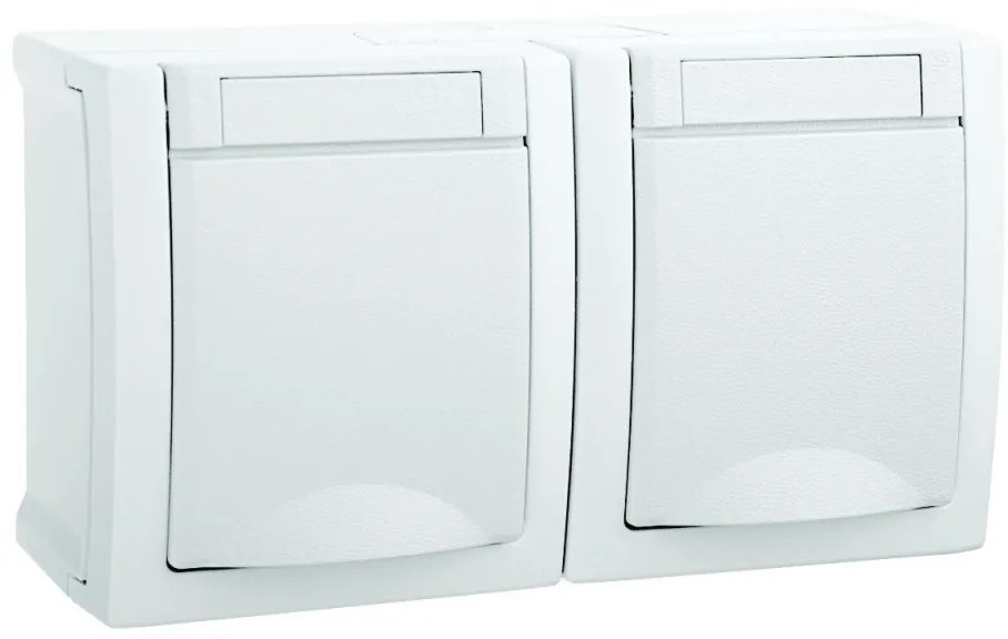 Priza dubla cu impamantare IP54 Pacific Panasonic, PT, alb