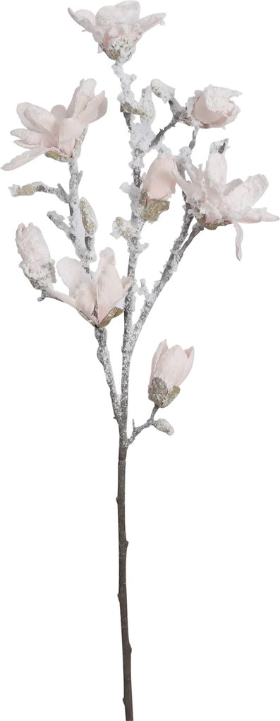 Floare artificiala Magnolia, cu fulgi, roz, 100 cm