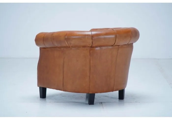 Fotoliu Chesterfield, maro, din piele naturala