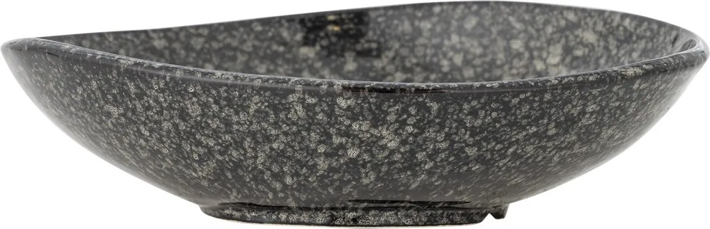Bol de servire din ceramică, gri, formă rotunda cu margine ondulata, glazură reactivă, 8 x 24 cm, „Sway”