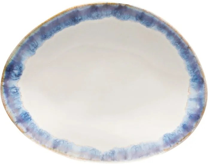 Farfurie pentru desert din gresie ceramică Costa Nova Brisa, alb-albastru