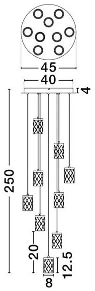 Lustra aurie cu 9 pendule LED PHOS