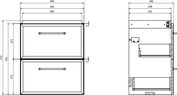 Cersanit S1021-007 - Dulap suspendat pentru lavoar MILLE SLIM 50x35 cm, mentă