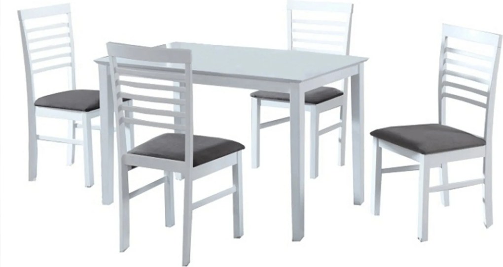 Set masa si 4 scaune BRISBO, alb/gri