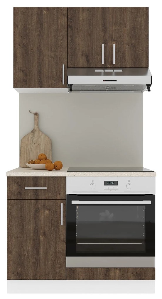Set Bucatarie Karo V1, Stejar Bronz/Alb, Blat Thermo 28 mm, L 100 cm