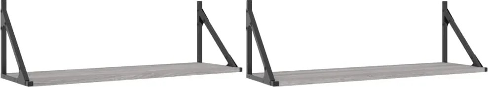 vidaXL Rafturi de perete, 2 buc., gri sonoma, 80x25x25,5 cm, lemn