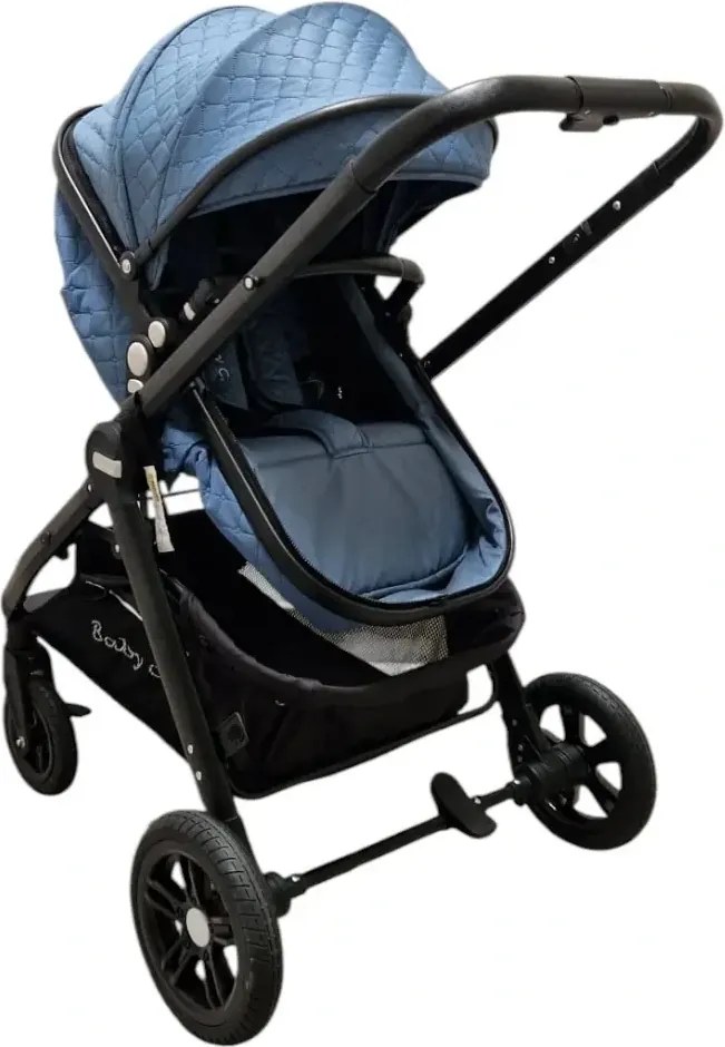 Carucior nou nascuti 2 in 1 Baby Care X2S, Maner reversibil, Cu geanta bebe, Amortizoare, Roti din cauciuc plin AVE, Spatar reglabil 3 trepte, Plasa