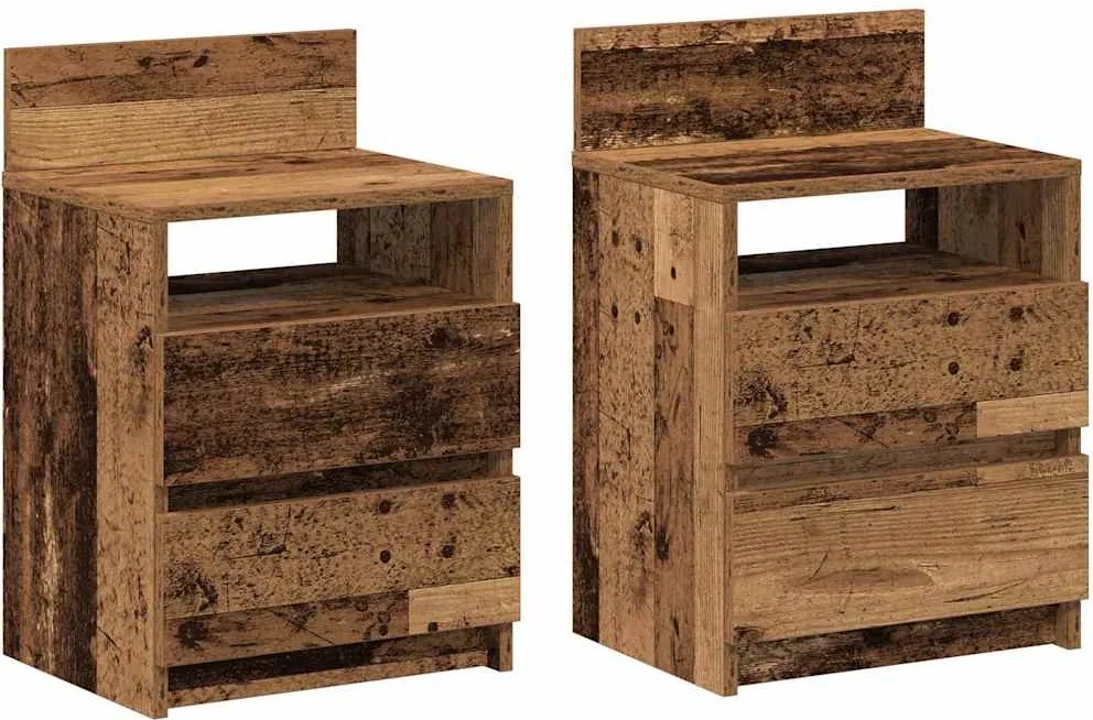 vidaXL Noptiere 2 buc cu 2 sertare Lemn vechi 40x33x60 cm
