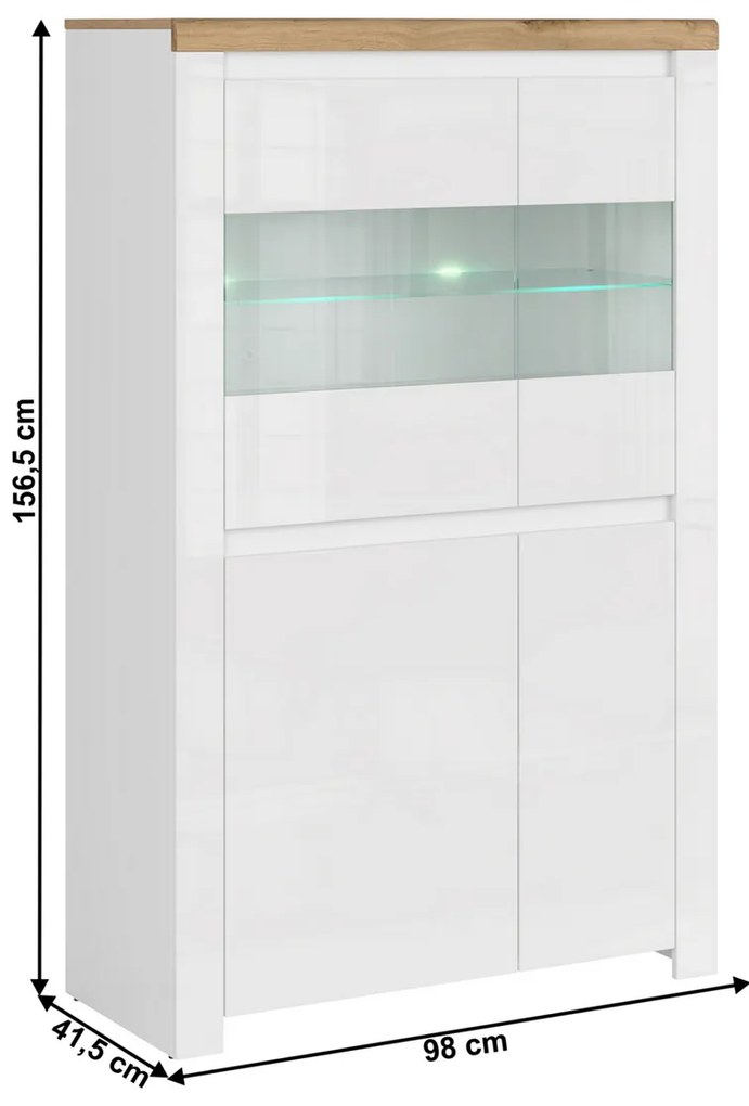 Dulap VILGO 2D2W, alb lucios