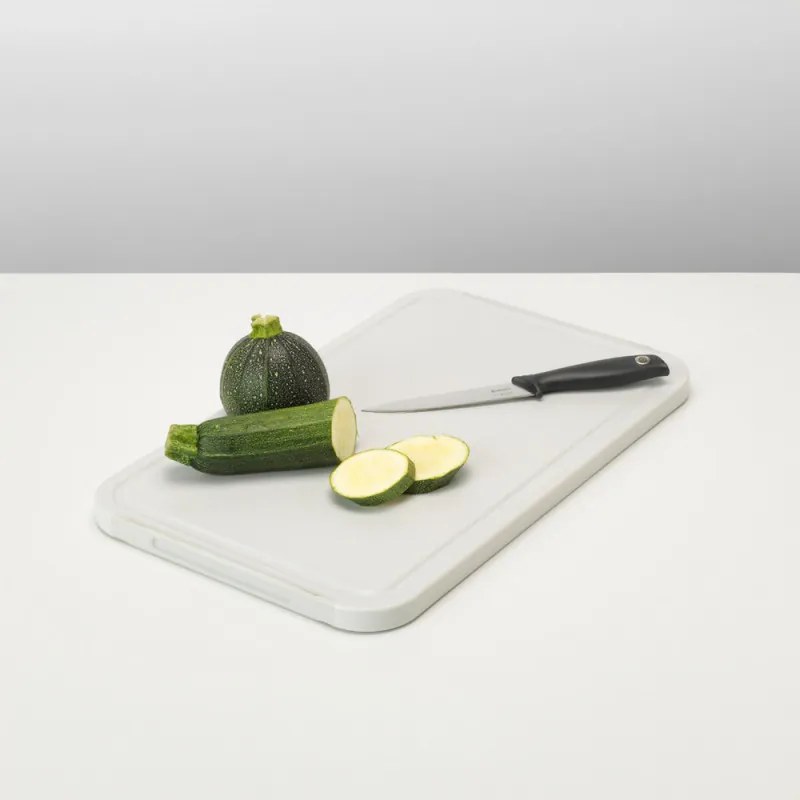 Tocator pentru taiat si servit Brabantia Tasty+ 1003308, 40x25 cm, Antiderapant, Uсor de curатat, Gri deschis