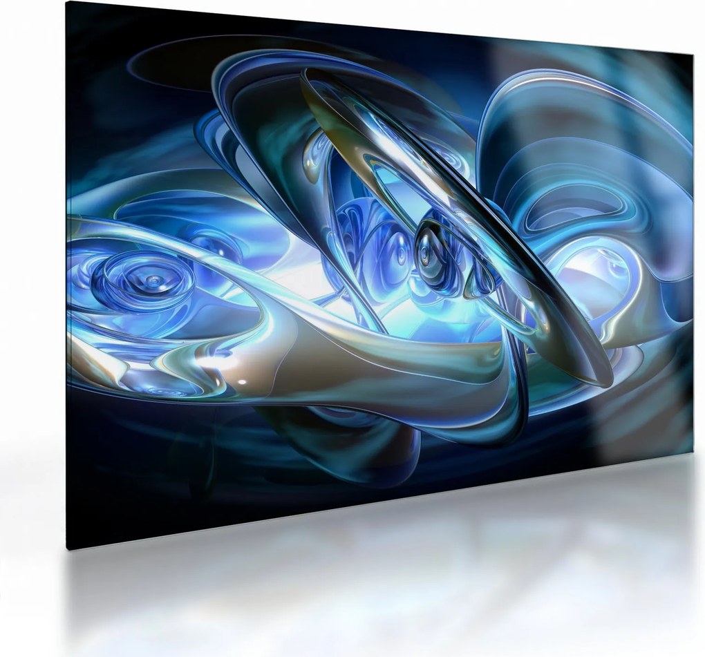 Tablou pe sticlă fractalilor în albastru (70x50 cm)