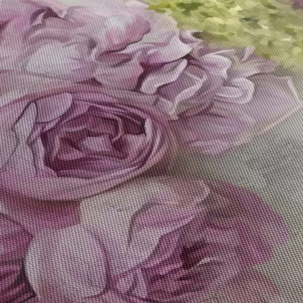 Tablou - Flori pe perete culorile pastel (90x60 cm)