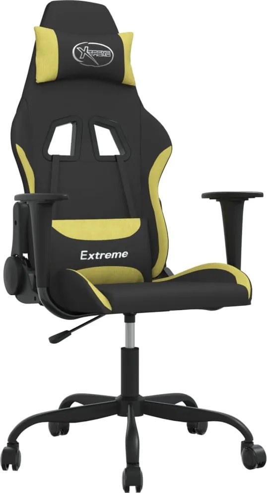 vidaXL Scaun de gaming cu masaj, negru și verde deschis, textil