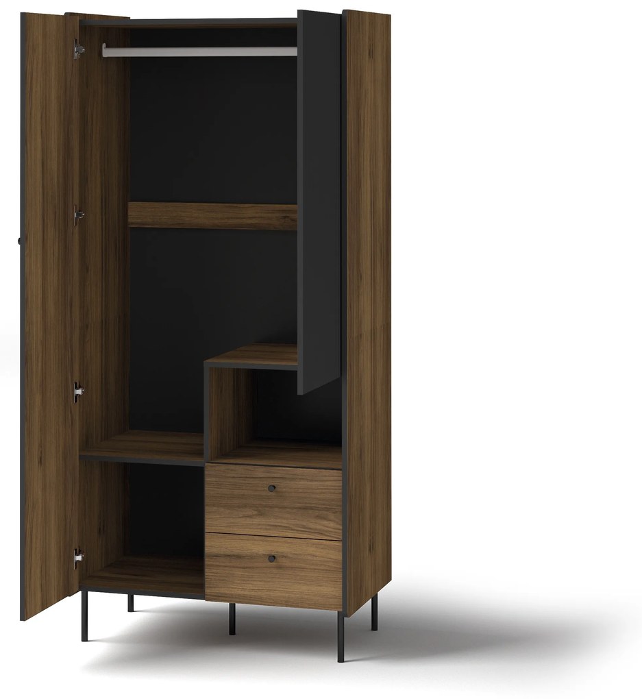 Dulap de haine Phelan P1 (Nuc warmia + Negru). 1062531