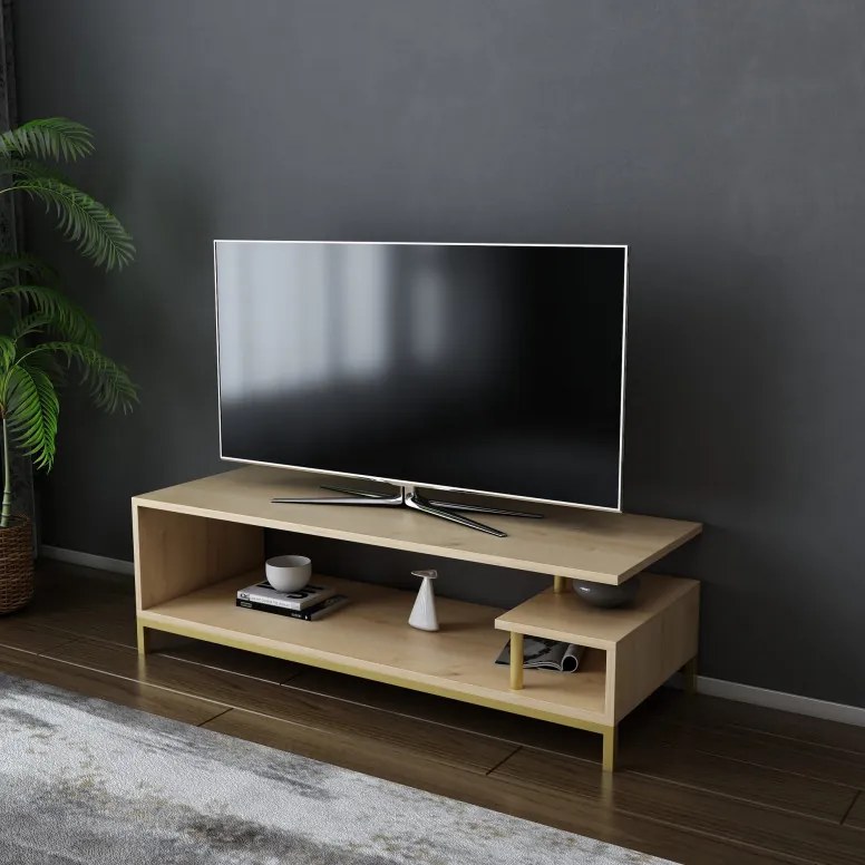 Comoda TV Reilly - Gold, Oak