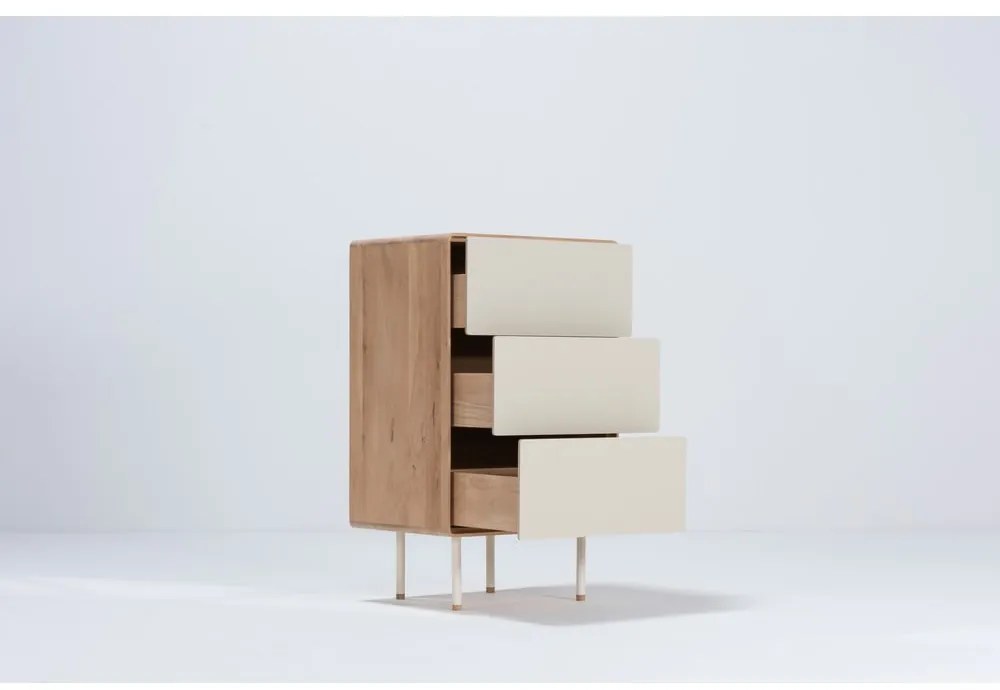 Comodă albă/în culoare naturală înaltă din lemn de stejar 60x100 cm Fina – Gazzda