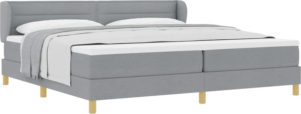 vidaXL Pat cu arcuri cu saltea Gri deschis 200 x 200 cm țesătură