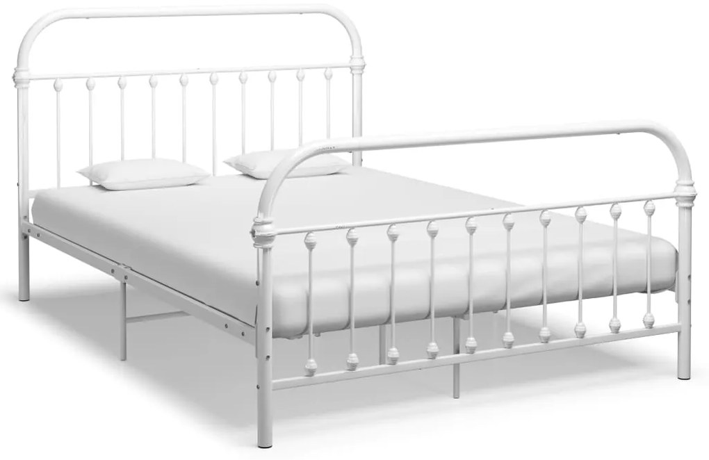 vidaXL Cadru de pat, alb, 140 x 200 cm, metal