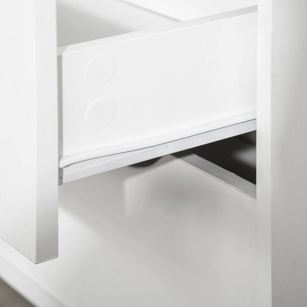 HOMCOM Comodă 5 sertare design scandinav mobilier depozitare cameră placă particule 99 x 39 x 101 cm alb aspect stejar deschis | Aosom Romania