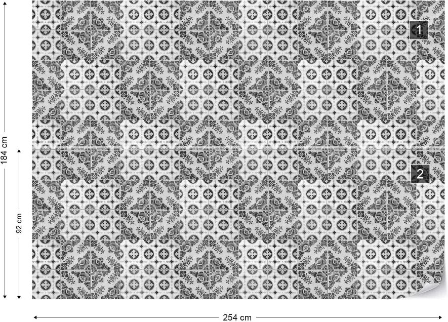 GLIX Fototapet - Vintage Tile Pattern Vliesová tapeta  - 254x184 cm