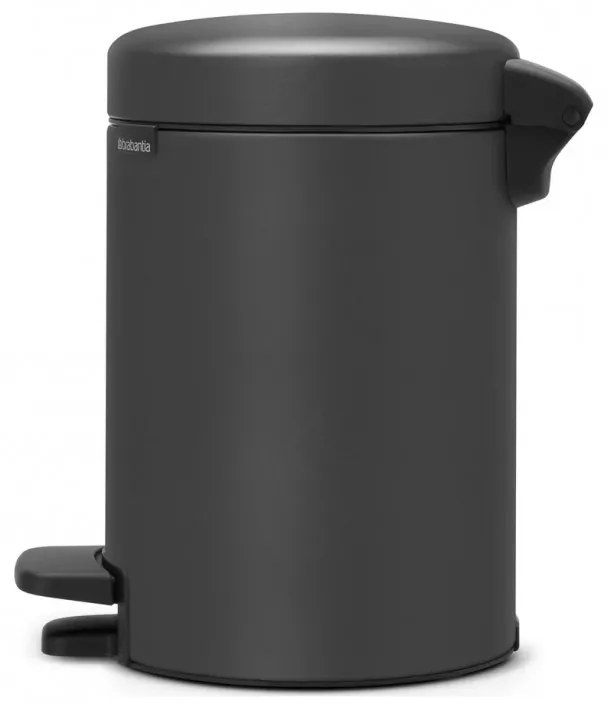 Cos de gunoi cu pedala Brabantia NewIcon 1001102, 3 L, Inchidere lina, Baza antiderapanta, Finisaj mineral, Gri inchis