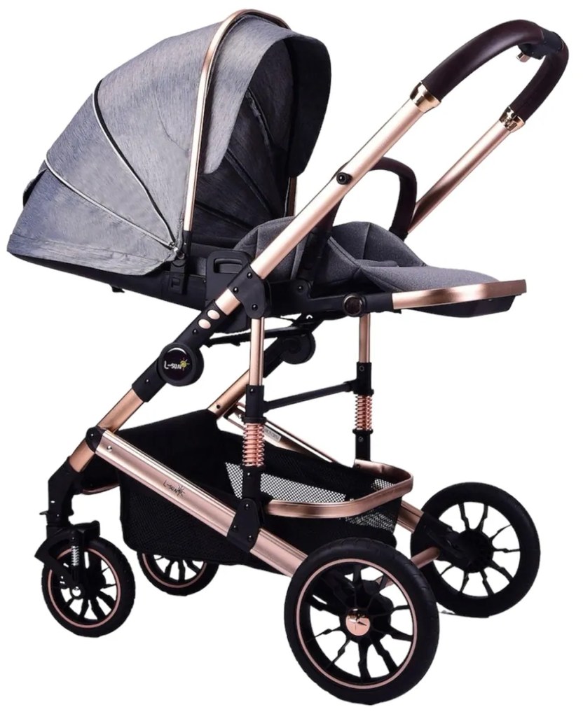 Carucior 3 in 1 reversibil ,compact și pliabil tip carte - CPC-64-gri