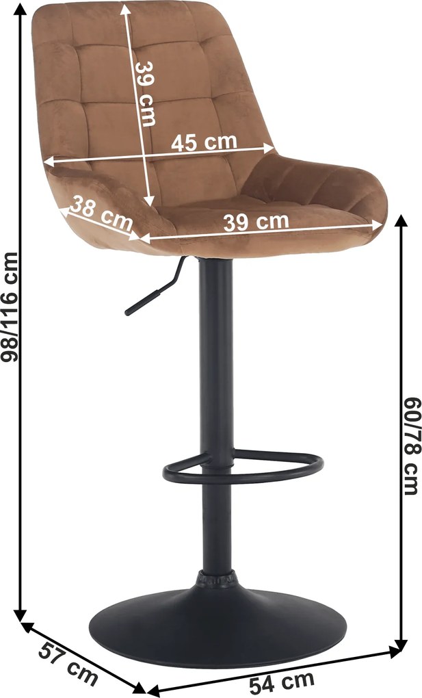 Scaun de bar, material textil Velvet maro, CHIRO NEW