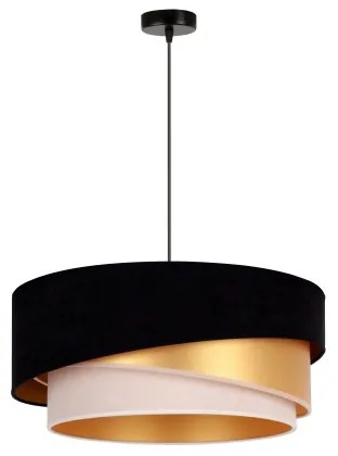 Lustră pe cablu Duolla KOBO 1xE27/15W/230V d. 45 cm negru/auriu/crem