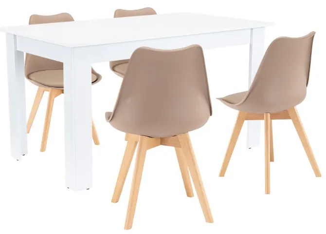 Set de masă Zara 4+1 bej-alb