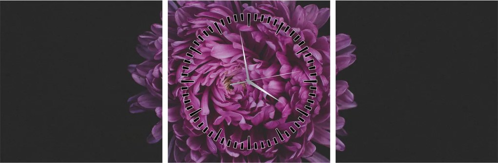 Tablou cu floare violetă (cu ceas) (90x30 cm)