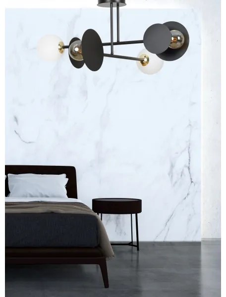 Lustră pe tijă MINERVA 2xE27/15W + 2xE14/10W/230V negru