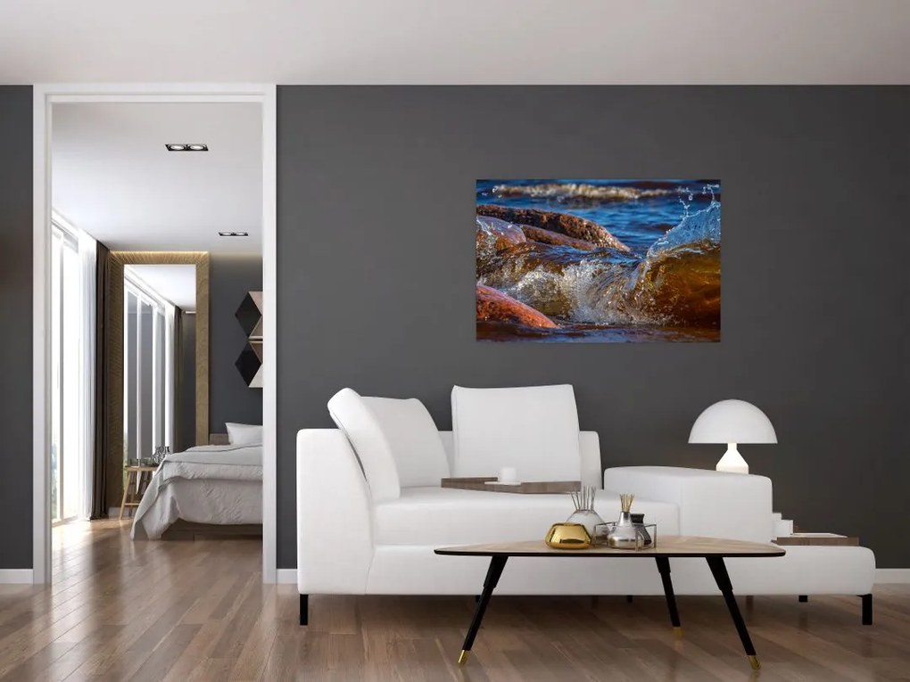 Tablou detailat - apa între pietre (90x60 cm)