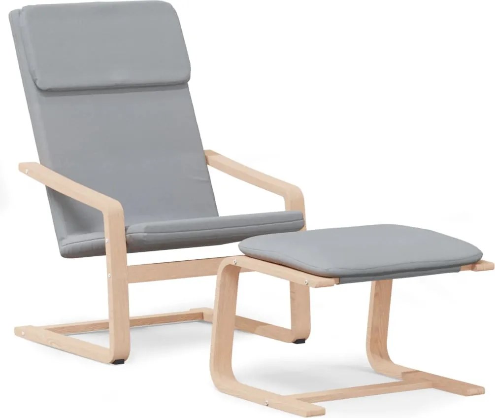 vidaXL Scaun de relaxare cu taburet, gri deschis, textil