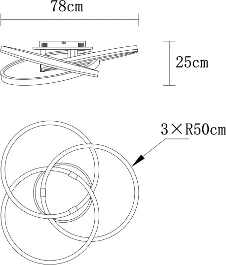 Globo 67337-75 - Plafonieră LED dimabilă TRIS 75W/230V 2700-6000K Ø 78 cm + telecomandă