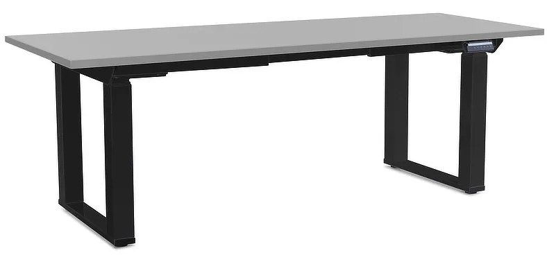 Masă înălțime reglabilă OfficeTech Strong 200 x 80 cm, picioare negre, gri deschis