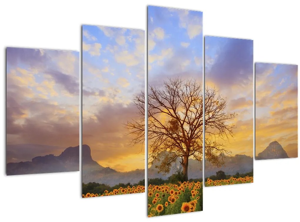 Tablou - Peisaj cu floarea soarelui (150x105 cm)