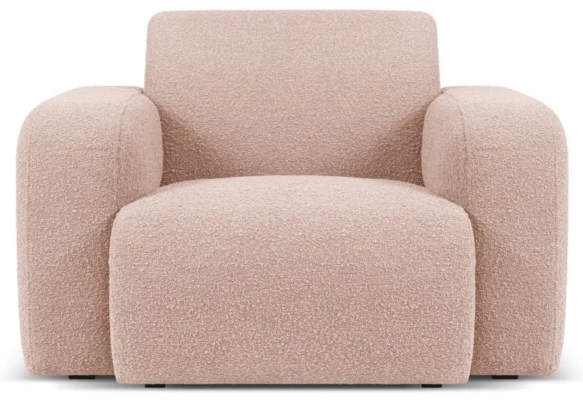 Fotoliu roz cu tapițerie din stofă bouclé Molino – Micadoni Home