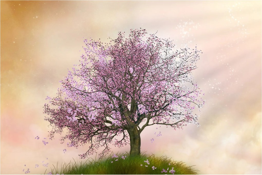 Tablou - Copacul înflorit în deal (90x60 cm)