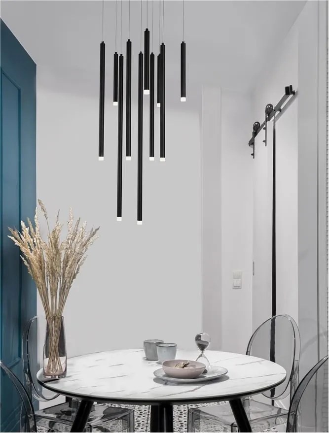 Lustra cu 10 pendule LED design tubular TRIMLE