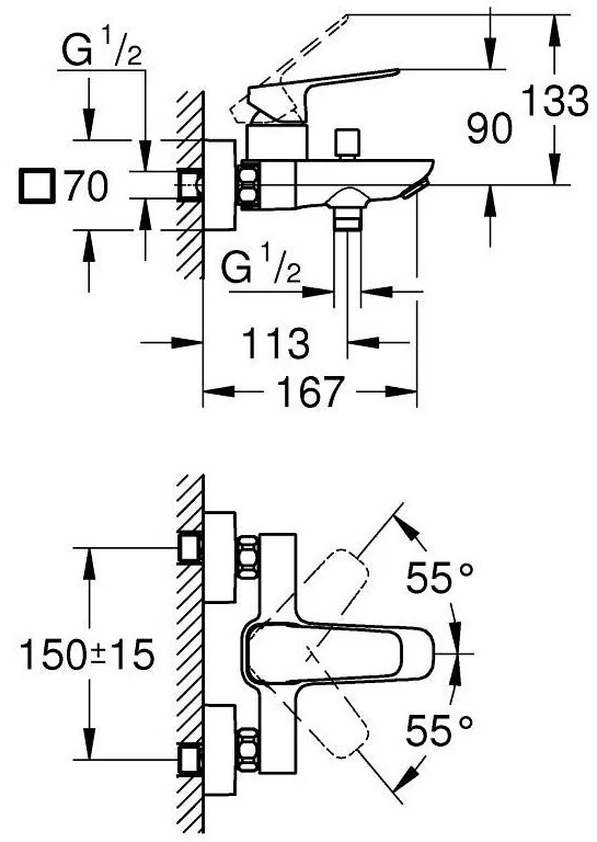 Grohe Cubeo Baterie cada dus monocomanda, crom
