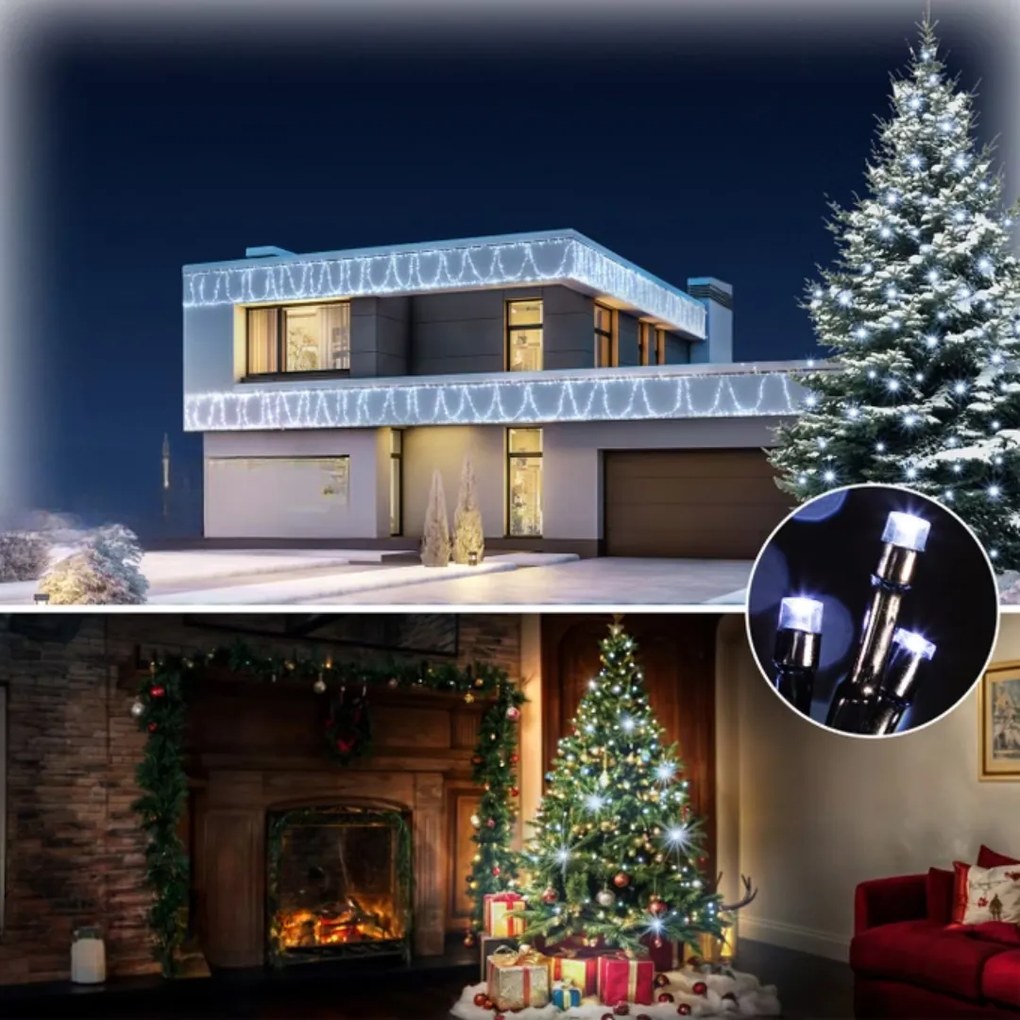 Șir luminos de Crăciun SIMPLE, 60m, alb rece Monzana