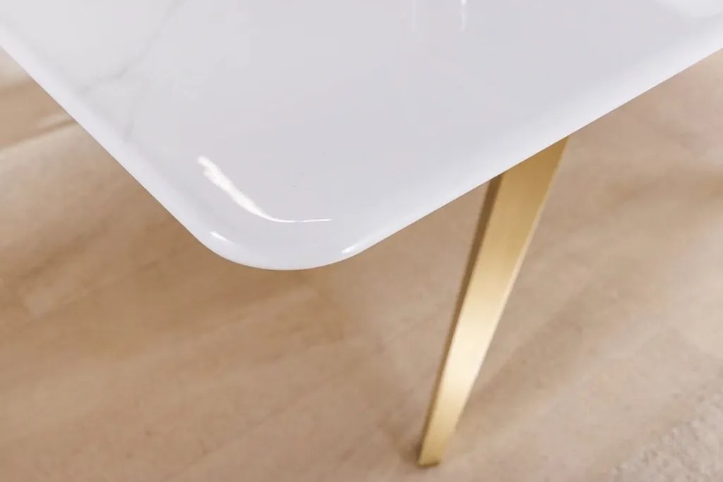 Masa design modern, Metal, Auriu, Ceramica, Alb, ART LIVING 200cm, A-46202 VC