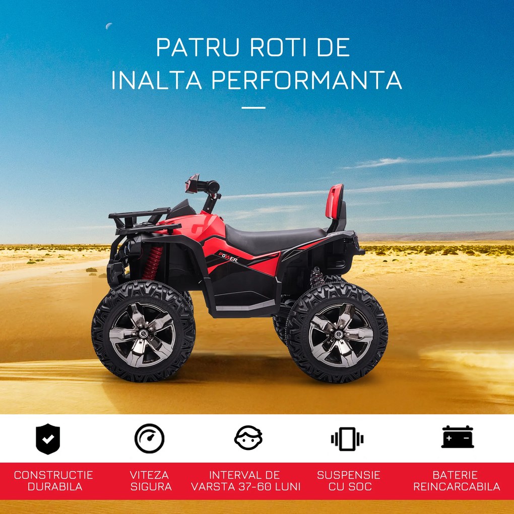 ATV electric 12V HOMCOM pentru copii 3-5 ani, 100x65x73cm | Aosom Romania