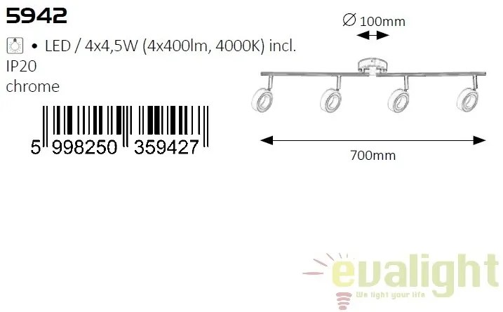 Lustra aplicata cu 4 spoturi LED Zora 5942 RX