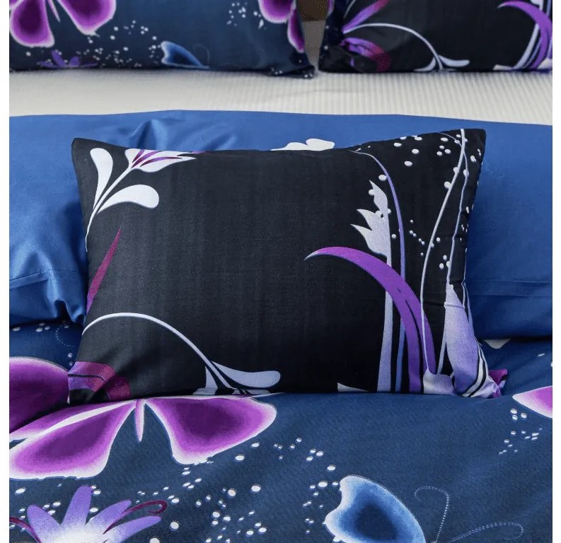 Lenjerie de pat din microfibra VIOLET BUTTERFLY albastru inchis Dimensiune lenjerie de pat: 70 x 90 cm | 140 x 200 cm